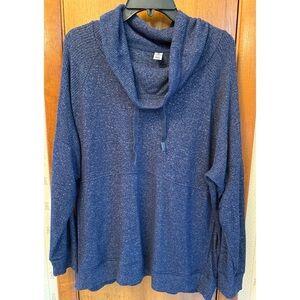 Women's Blue Sweater with Cowl Neck